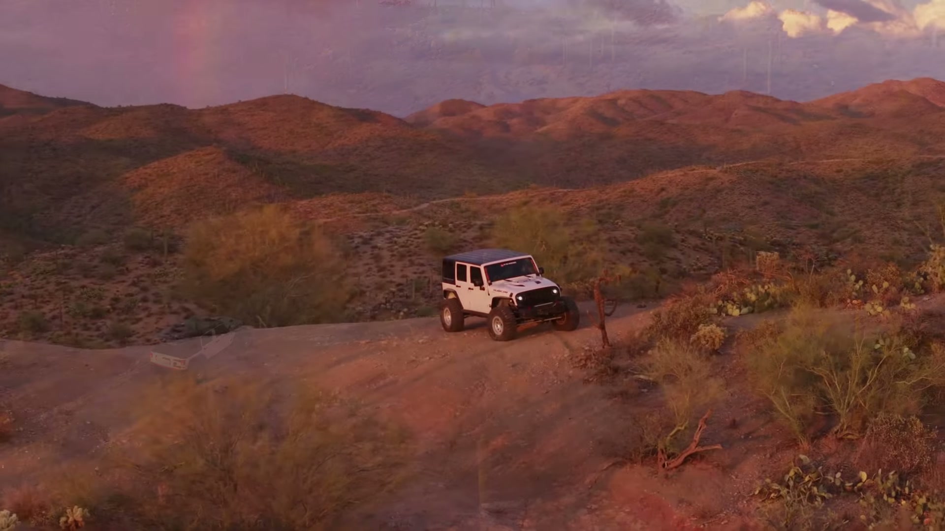 Open desert road through the windshield with Wolfbox dashcam recording